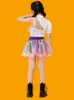 Trajes de dança de jazz para crianças de palco Cheerleading Sequins Kpop Outfits For Girls Hip Hop Modern Rave Clothes Streetwear DQS10656