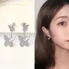 Stud Earrings Korean Fashion Moon Star Classic Geometric Women Zircon Dangle Earring Rear- Hanging Butterfly Ear Studs Party Jewelry