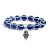 Charm Bracelets 2Pcs Evil Blue Eye Beaded Stretch Bracelet 7 Chakras Gemstone Lava Stone Hamsa Hand Drop Delivery Jewelry Dhoq9