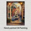 Handmade Canvas Art Rio Di San Polo Venice Floral Artwork Dining Area with Impressionistic Landscape Decor