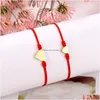 Charm Armbänder 2 stücke Liebe Herz Handgemachte Armband Für Frauen Männer Einstellbare Wunsch Gute Glück Rote Saiten Paar Freundschaft Schmuck GIF Dhkdf