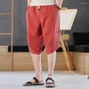 Men's Pants Men's 2023 Instagram Loose 7 Cent Summer Thin China Style Wide Leg Shorts Casual