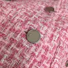 Abiti estivi 23ss abiti da donna abiti firmati da donna Abito a maniche corte in vita con risvolto monopetto in tweed stile ragazza Abbigliamento donna di alta qualità a1