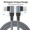 نايلون كوع النوع C كابلات البيانات PD 60W خطوط الشحن السريعة مزدوجة 90 درجة الأسلاك الشحن السريعة لهاتف الكمبيوتر المحمول في حقيبة OPP