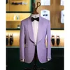 Abiti da uomo Giacca viola chiaro Gilet avorio Pantalone nero Uomo 3 pezzi Set da sposa per sposo su misura Abito da lavoro Tuxedo Prom Blazer