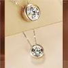 Chains Glass Crystal Stone Shiny Pendant Necklaces For Women Girl Round Rhinestone Charm Clavicle Necklace Jewelry Lover Valentine Gift