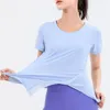 Lu Women Yoga Suit Top быстро высыхающая спортивная футболка на открытом воздухе с легким излишком с коротким рукавом на открытом воздухе.