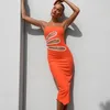 Casual Jurken BEELADAN Vrouwen Strapless Gebreide Lange Jurk Sexy Twisted Front Mouwloze Tube Backless Bodycon Split Zomer Zonnejurk