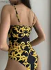Duas calças femininas de renda push up biquínis 2022 sexy feminino uma peça maiô feminino elegante impressão tanga brasileiro monokini maiô t230606