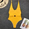 Women's Swimwear 2019 Sexy New One Piece Swimsuit High Cut Swimwear Women Brazilian Bathing Suits Beachwear Backless Swim Wear Solid Monokini T230606