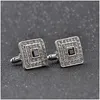 Cuff Links Square Diamond Cufflinks Gold Formal Shirts Business Suits Button Men Fashion Jewelry Drop Delivery Tie Clasps Dhxsi
