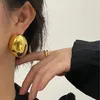 Orecchini a bottone moda rame grosso per donna 2023 ragazza semplice colore dorato grande geometrico ovale orecchio gioielli regali per feste