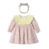 Sukienki dla dziewczynek sukienki dla dzieci 2023 Wiosna jesień dziecko długie rękawy księżniczka kwiatowe dzieci bawełniane przyczynowe sukienki niemowląt stroje