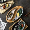 Dekorativa plattor japanska snacksbricka Creative Cold Cyle Ceramic Sushi Fruit Home Tablet Computer