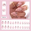 Faux ongles 24 pièces amande faux ongles rose tête ovale ondulation conception léopard Ins Style manucure conseils couverture complète appuyez sur