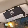 Nya Crystal Rhinestone Car Glasses Holder Box Magnetic Car Sunvisor Glasses Case Storage Glasses Organizer Sunshade Auto Accessories