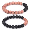 Perlé Pierre Naturelle Lave Bois Perle Bracelet Brins En Acier Inoxydable Élastique Bracelets Bracelet Pour Hommes Femmes Mode Jewlery Drop Dh8F3