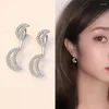 Stud Earrings Korean Fashion Moon Star Classic Geometric Women Zircon Dangle Earring Rear- Hanging Butterfly Ear Studs Party Jewelry