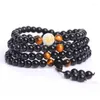 Bracelets de charme Terapia de obsidiana negra de pedra natural 108 Minchas Luminous Multi Jewelry Gift for Men Dropship