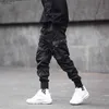 Prowow hommes rubans Streetwear Cargo pantalon 2021 automne Hip Hop Joggers pantalon salopette noir mode Baggy poches pantalon L230520
