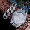 Other Watches Wristwatches Iced Out Women Watches Bracelet Gold Ladies Wrist Luxury Rhinestone Cuban Link Chain Watch Bling Jewelry J230606