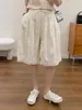 Damesshorts Mori Girl elastische taille katoen geborduurd gevoerd met losse wijde pijpen broek bloeiers zomer