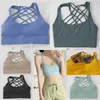 Woman Sports Tank Top Cross Back Workout Yoga Bra Lady Fitness Stretch Underwear Quick Dry Gathering Yogas Vest Bodybuilding Sexy Solid color
