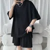 Mens Tracksuits Men Clothing High Quality Wave Pattern Drape Loose Casual Sets Simple Short Sleeve Ice Silky Summer T Shirts Shorts 230605