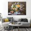 Fine Canvas Art Flower in Vase Handmade Realist Oil Painting Still Life Kitchen Contemporary Decor