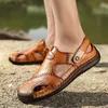 UncleJerry Herrenmode-Sandalen, Ledersandale für Herren, bequeme und langlebige Sommer-Outdoor-Schuhe L230518