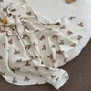 Urso impressão cobertores do bebê recém-nascido musselina algodão gaze swaddle envoltório cama infantil meninas meninos cobertor de dormir acessórios do bebê 2 camada