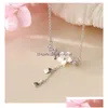 Pendant Necklaces Sier Crystal Shell Cherry Blossoms Charm Necklace For Women Choker Collares Party Jewelry Drop Delivery Pen Dhcz6