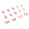 Faux ongles 24 pièces amande faux ongles rose tête ovale ondulation conception léopard Ins Style manucure conseils couverture complète appuyez sur