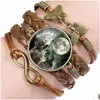 Charm Bracelets Love Infinity Wolf Bracelet Mtilayer Wrap Glass Cabochon Women Kids Fashion Jewelry Will And Sandy Drop Delivery Dhmaj