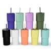 17oz 500ml Acrilico RegularTumblers Bicchiere in acrilico a doppia parete con coperchio e cannucce Corlorful Bicchiere di plastica riutilizzabile Tazza da viaggio colorata Fai da te veloce