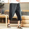 Herrenhose, Baumwolle, Leinen, Shorts, Herren, Capri, Sommer, locker, dünn, trendig, lässig