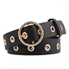 Ceintures Mode Femmes Ceinture Classique Rétro Simple Pour Les Filles En Métal Boucle Ronde Taille Loisirs Jeans Ceinture Sauvage