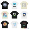 Rhude 2023ss Men Women t Shirt Printing Vintage Hip Hop Oversized Shirts 100% Cotton Tees 1 High quality M6xa