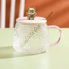 Tasses mignon ours doré petit déjeuner bureau à domicile verres café lait tasse verre thé