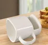 Ceramic Mug White Coffee Tea Biscuits Milk Dessert Cup Tea Cup Side Cookie Pockets Holder For Home Office 250ML QH54