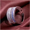 Cluster Ringen Rijen Zirconia Diamond Ring Band Finger Blue Cz Engagement Voor Vrouwen Mode-sieraden Will And Sandy Drop D Dhfco