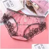 Women'S Panties Sexy Women Flower See Through Briefs Panty Low Rise Lingeries Woman Underwear Boxer Shorts Clothes Drop Delivery App Dhi2E