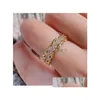 Cluster Rings Women Diamond Row Ring Band Finger Gold Open Adjustable Tail Engagement Wedding Fashion Jewelry Will And Sandy Drop Del Dhn1R