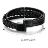 Pulseira de couro PU com punho preto Mtilayer trançado fecho magnético pulseiras para homens joias da moda entrega direta Dhgxp