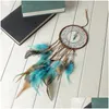 Autre décor à la maison gland plume turquoise carillons éoliens fenêtre tenture murale indien livraison goutte jardin Dhdct