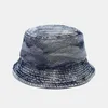 Cappelli a tesa larga 2023 Spring Denim Print Bucket Fisherman Outdoor Travel Sun Hat Uomo e donna 124 G230603