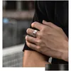 Band Rings Trendy Carving Cat Animal Thai Sier Ladies Party Ring Wholesale Jewelry For Women Christmas Gifts Never Fade Drop Delivery Dhz8F