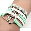 Charm Armbänder Unendlichkeit Doppelherz Armband Weben Leder Wrap Mtilayer Frauen Modeschmuck Will und Sandy Drop Lieferung Dhgrz