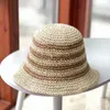 Cappelli a tesa larga Cappello di paglia intrecciato a righe giapponesi per le vacanze al mare Cappello estivo da donna a tesa larga Bacino a tesa larga Cappello da pescatore casual