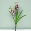 Dekorativa blommor Silk Small Whelan Fake Artificial Orchid with Leaves Wedding Party El Flower Arrangement Home Garden Balcony Decor